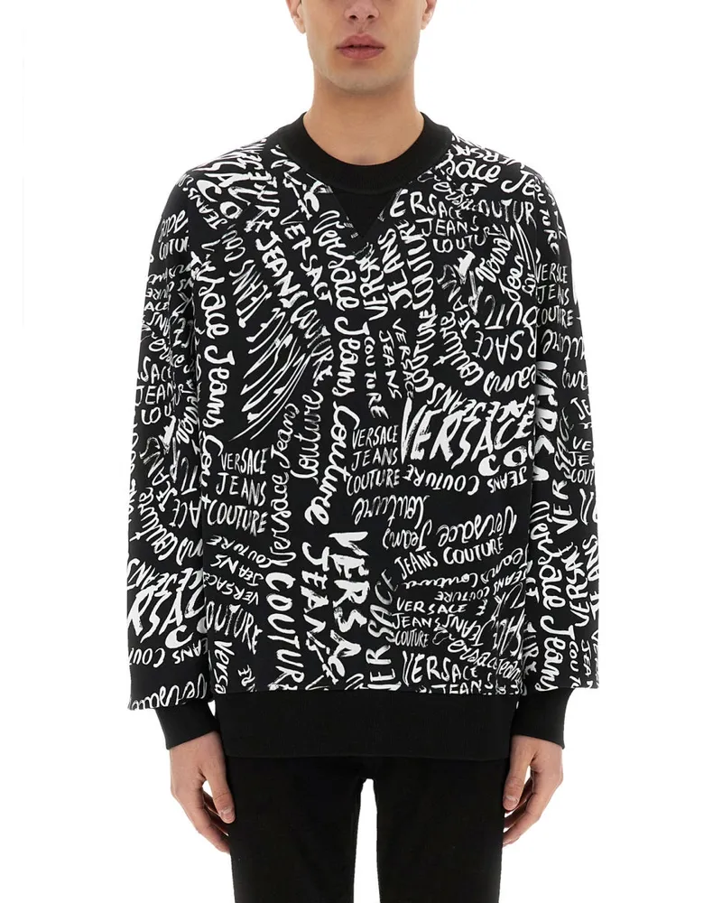 Versace Jeans Sweatshirt mit Logomanie Druck Black