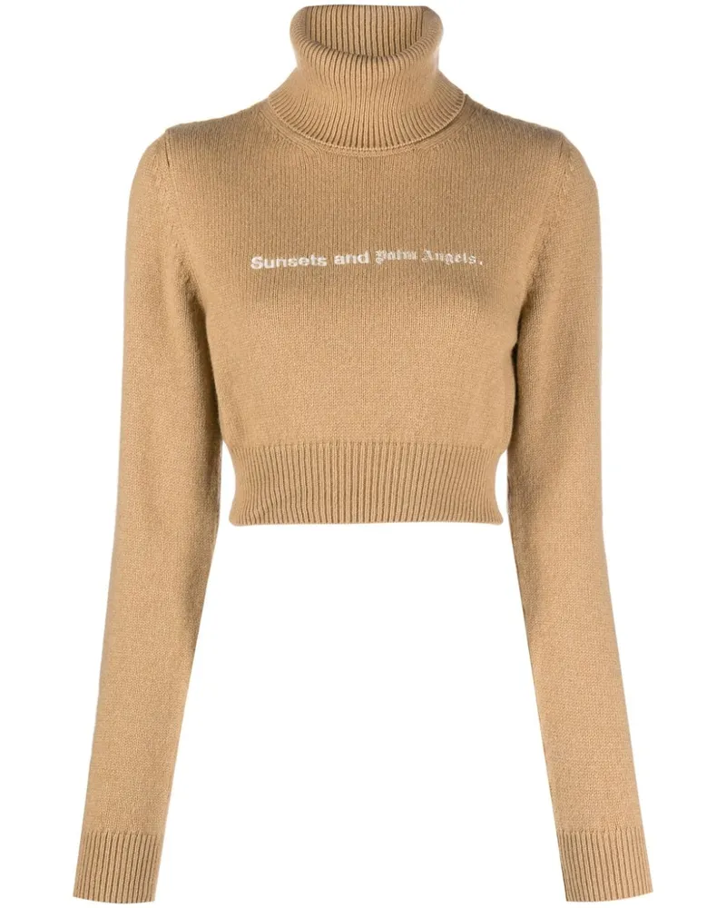 Palm Angels kriften hohen Nackenpullover Camel