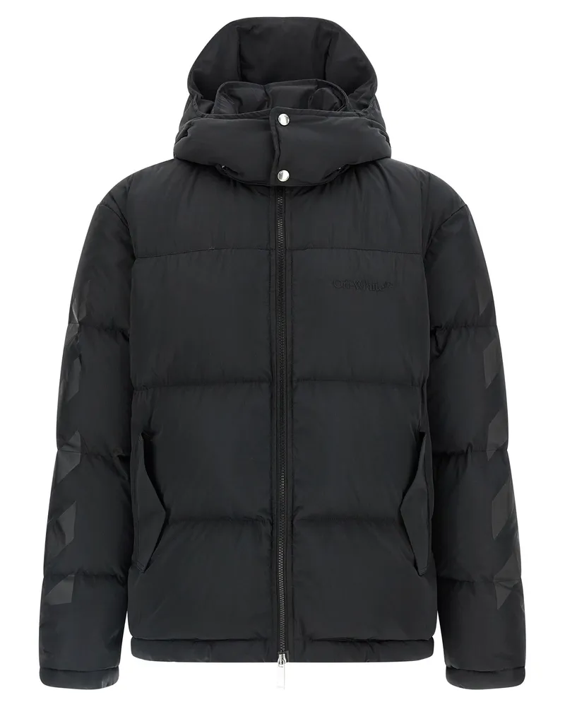 OFF-WHITE Cremefarbene „Diagonal Arrow“-Daunenjacke Black
