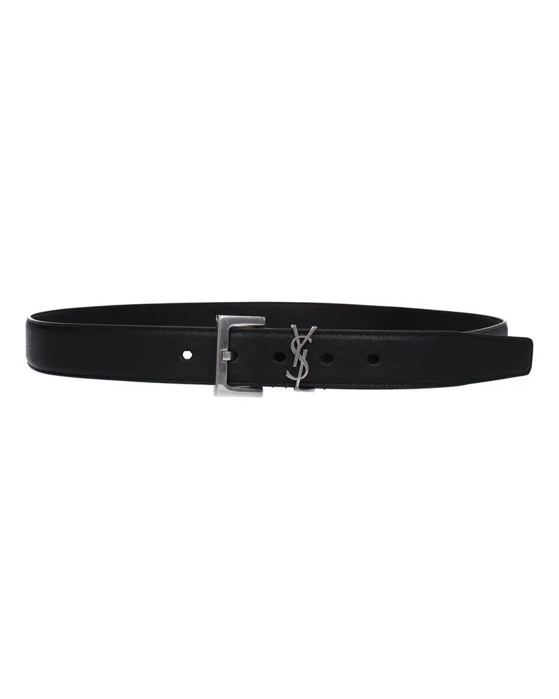 Saint Laurent Herrens Gürtel Leder Schwarz -