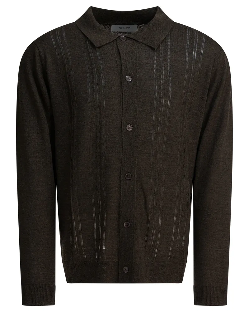 NN 07 Strickjacke „Thor“ aus Wollmischung Brown
