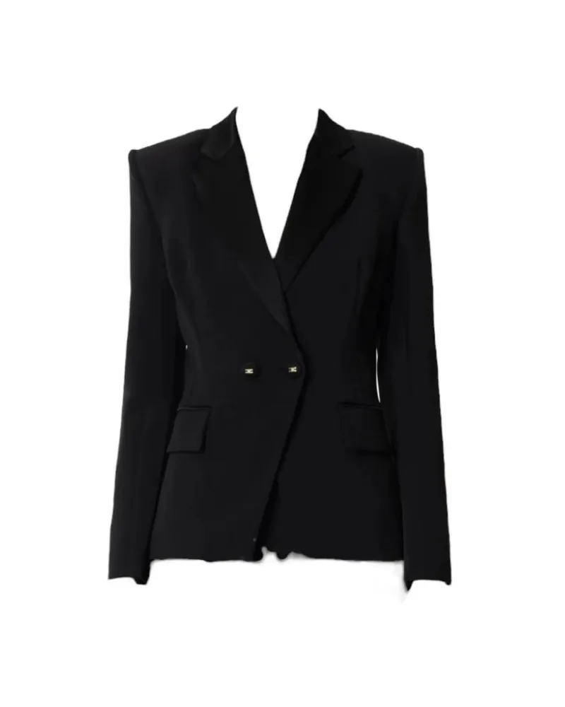 Elisabetta Franchi Jacke mit Satin -Lapern Black
