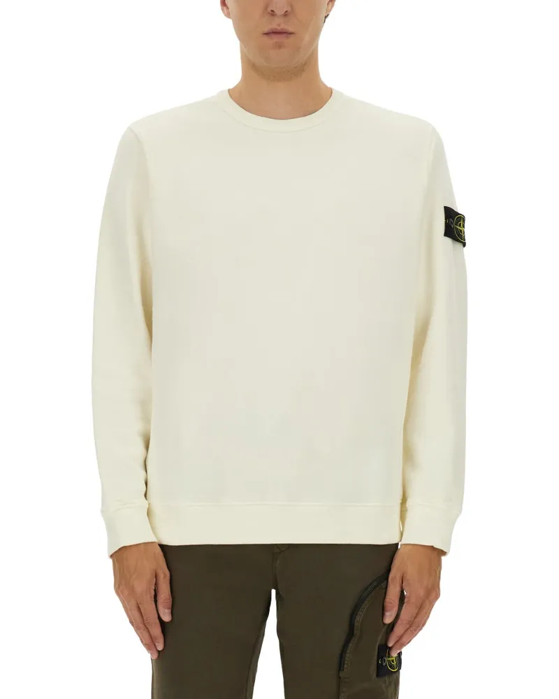 Stone Island Bio -Baumwoll -Sweatshirt Ivory