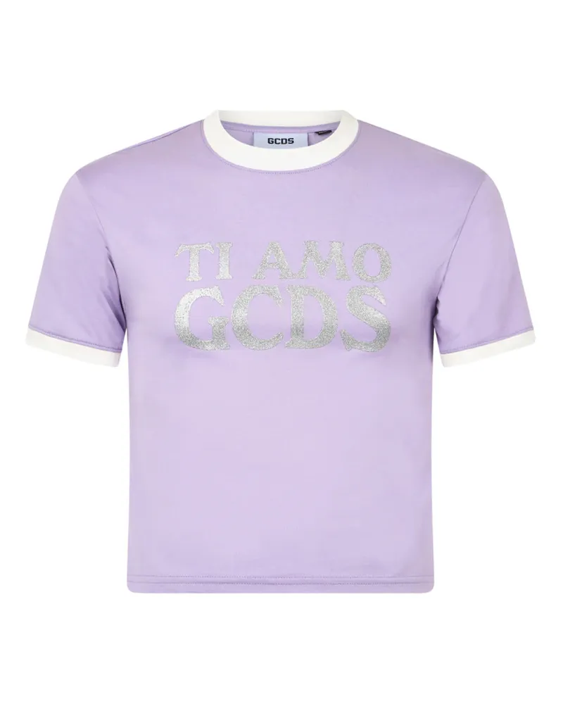 GCDS Boxy T -Shirt mit Glitzer Ti Amo GCDs 69