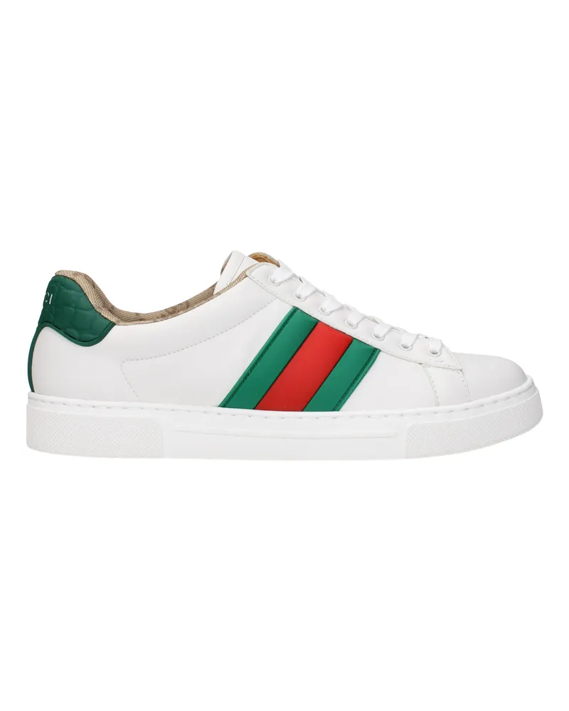 Gucci Ace Sneakers Herrens Leder Weiß/Grün -