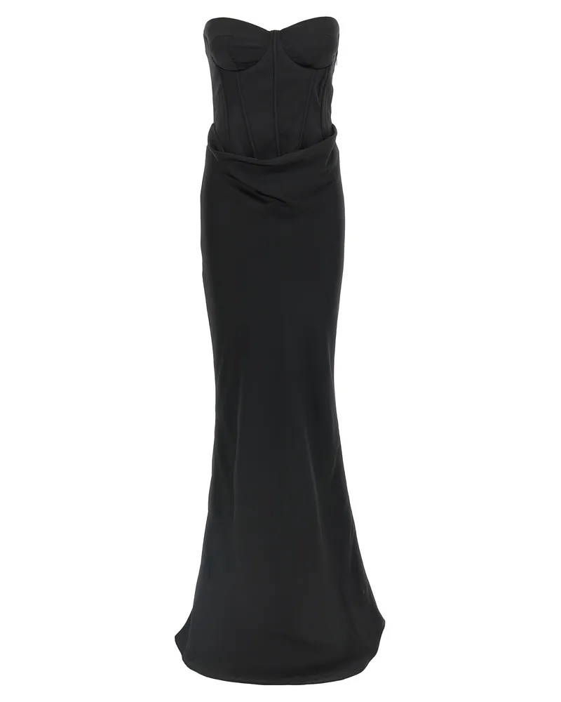 ROTATE Birger Christensen Dreh Birger Christensen 'Satin Korsett Maxi' Kleid Black
