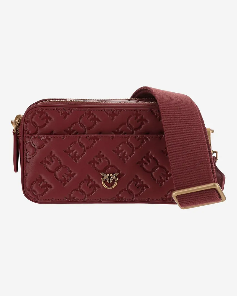 Pinko Monogramm Leder -Umhängetasche Red