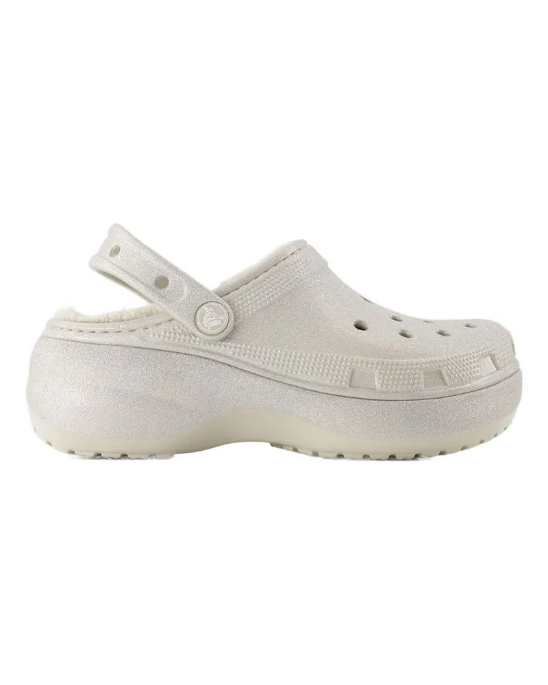 Crocs Klassische Plattform Glitzer Sandalen  Synthetic Silber Grey