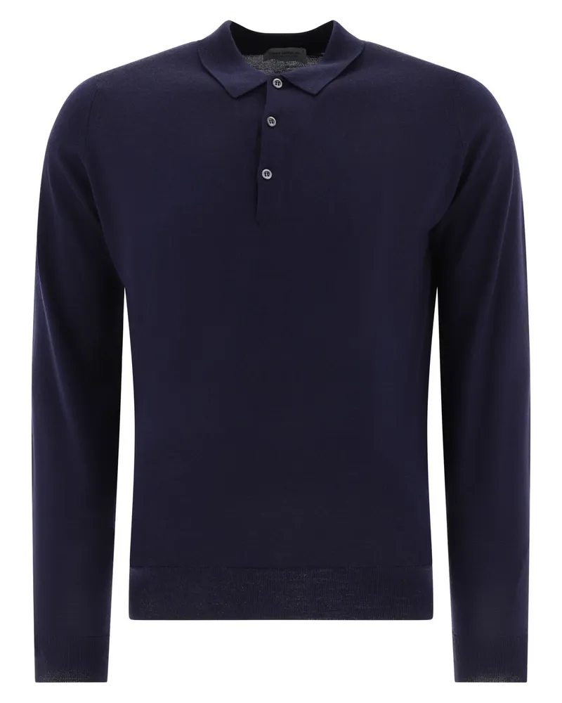 John Smedley Belper" Merino Wollpolo -Hemd Blue