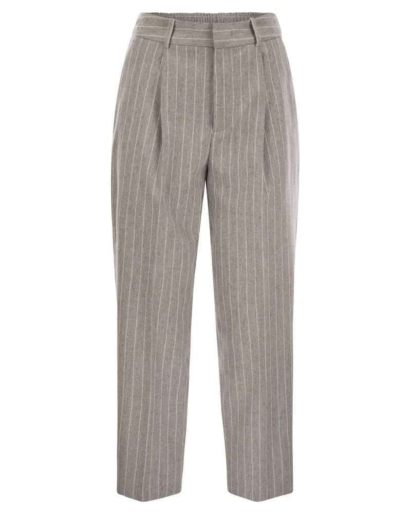 PT TORINO Daisy Woll- und Kaschmirnadelstreifenhose Grey
