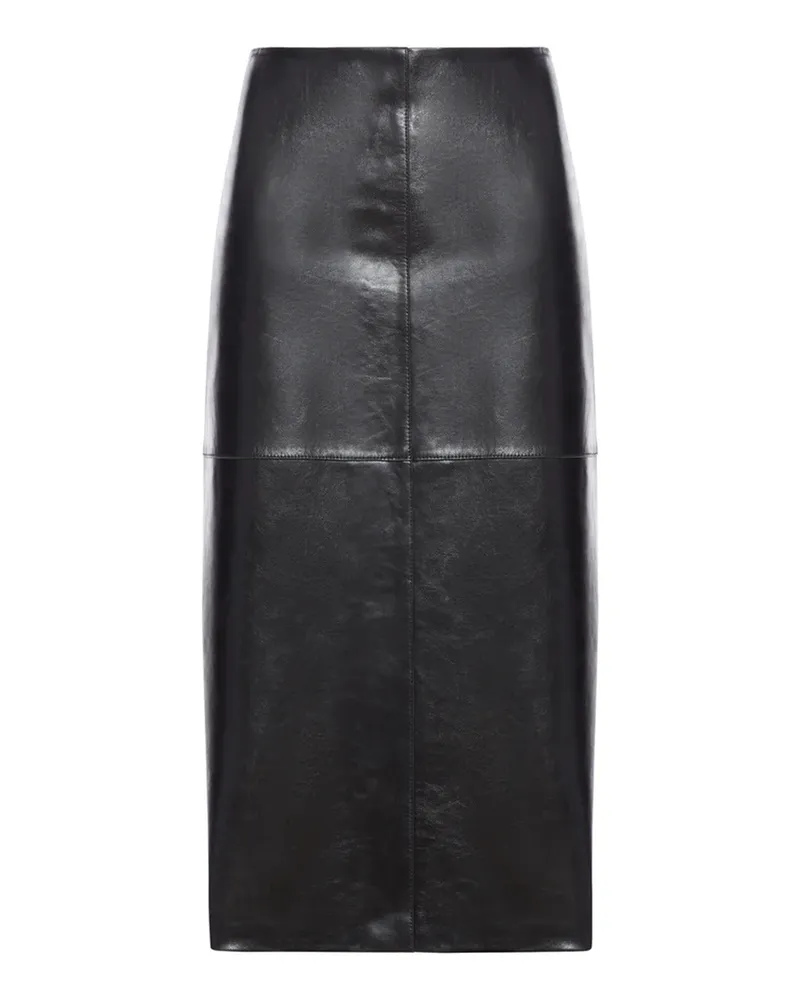 SPORTMAX Leder-Bleistiftrock Bordeaux Nero