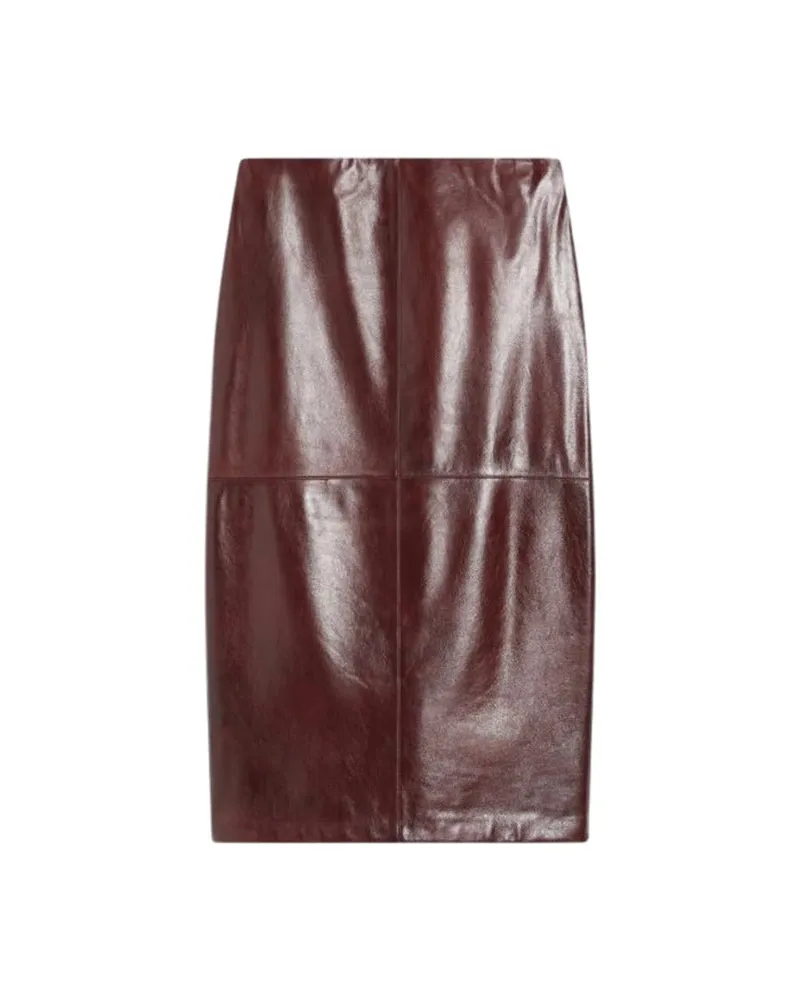 SPORTMAX Leder-Bleistiftrock Bordeaux Nero