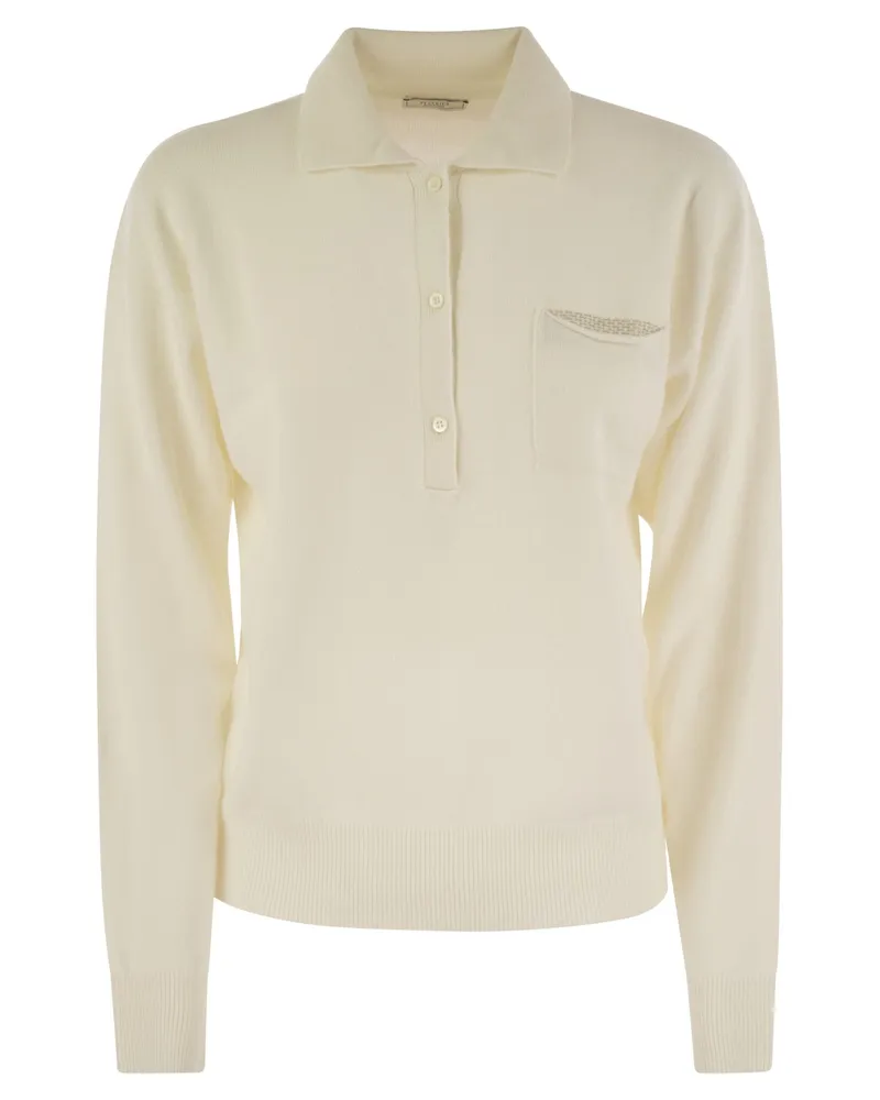 Peserico Virgin Woll-, Seiden- und Kaschmir -Tricot -Pullover White