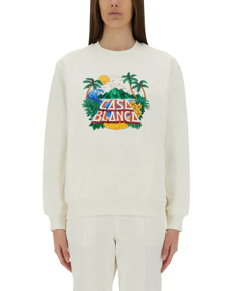 Casablanca Paris Home Beach Wave Sweatshirt White
