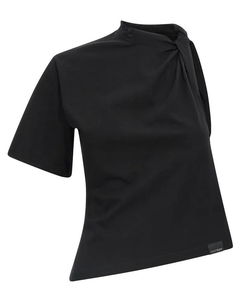Courrèges Courreves 'Twist Asymmetrisch' T -Shirt Black