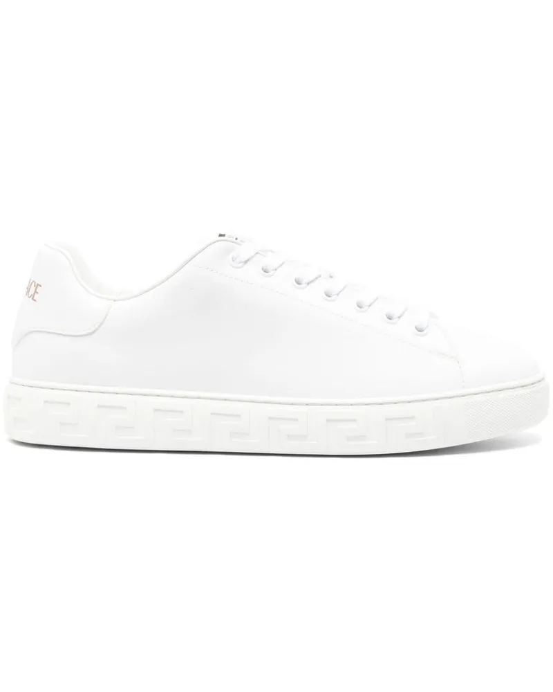 Versace Greca Leder -Turnschuhe White