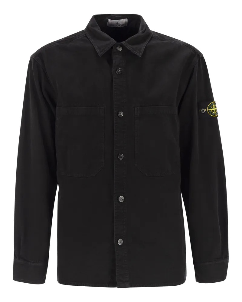 Stone Island Bequemes Overshirt von  mit Brusttaschen Black