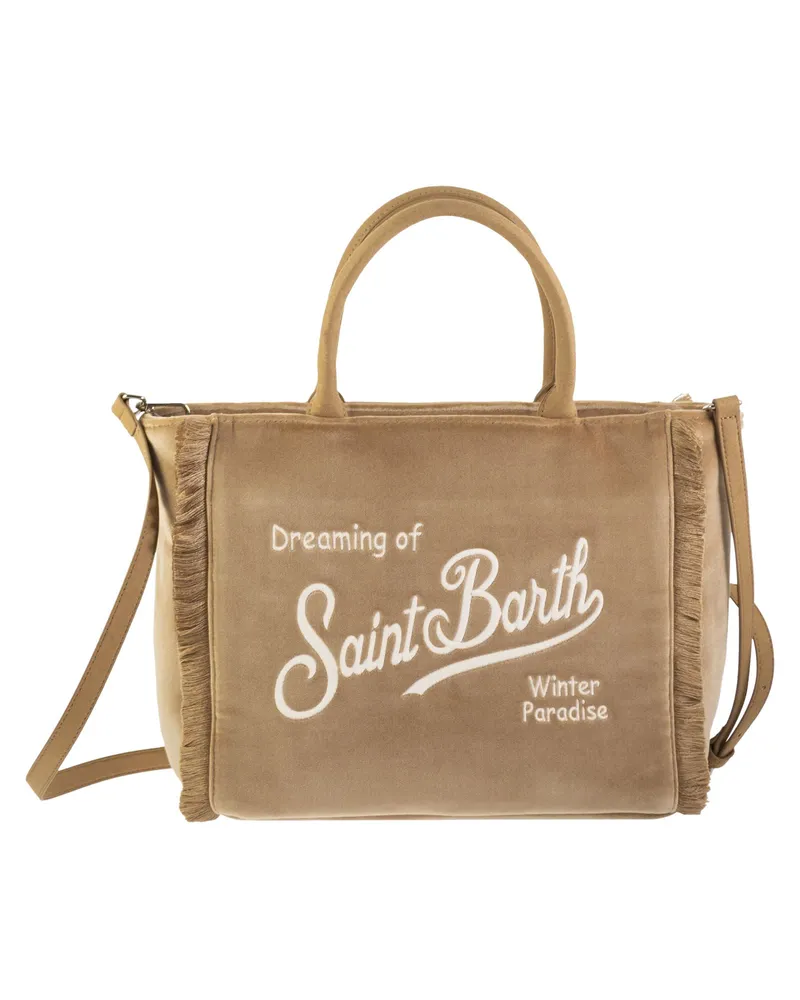 MC2 Saint Barth Colette – Samthandtasche mit Logo Beige