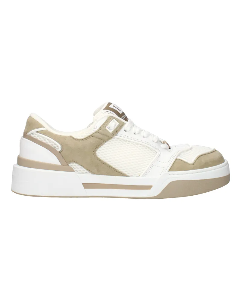 Dolce & Gabbana Dolce&Gabbana Herrens Sneakers aus weißem/dunkelbeigem Stoff -