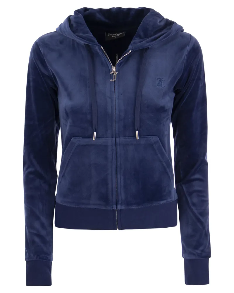 Juicy Couture Cotton Samt Hoodie Blau
