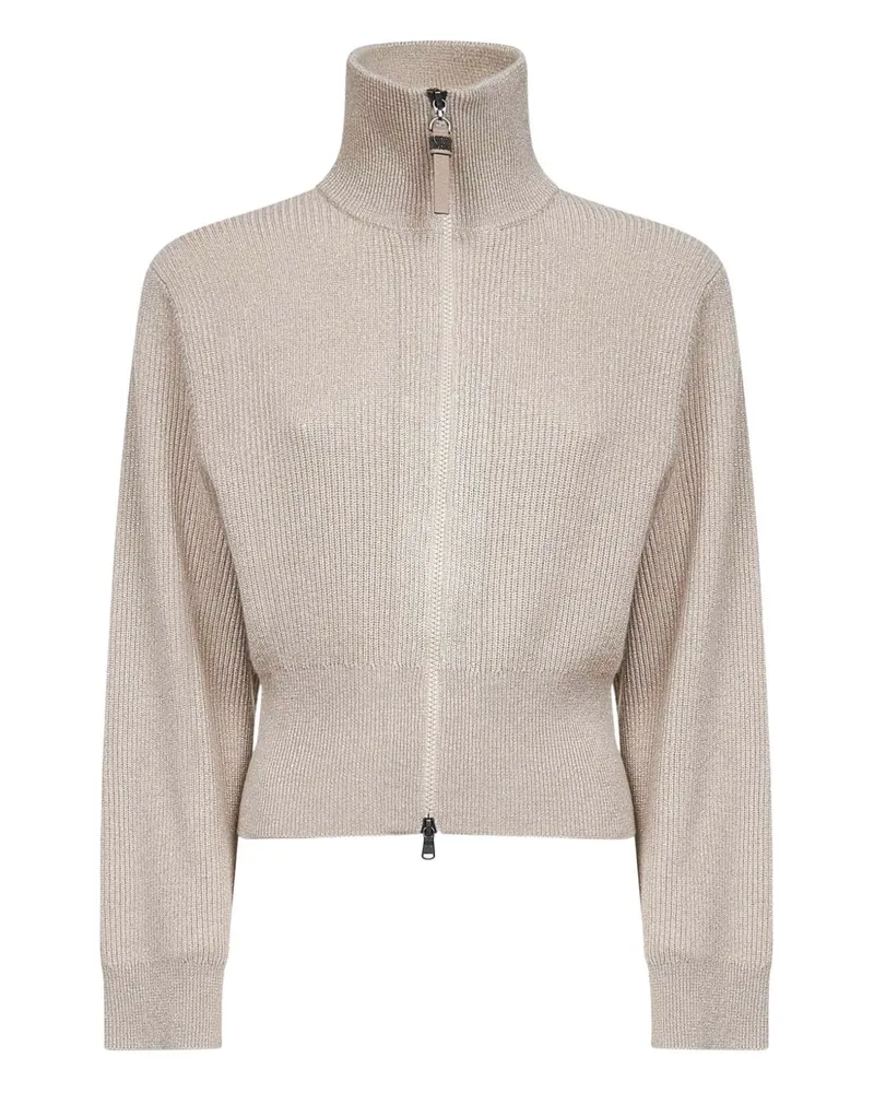 Brunello Cucinelli Kaschmir -Strickjacken mit Reißverschluss Beige