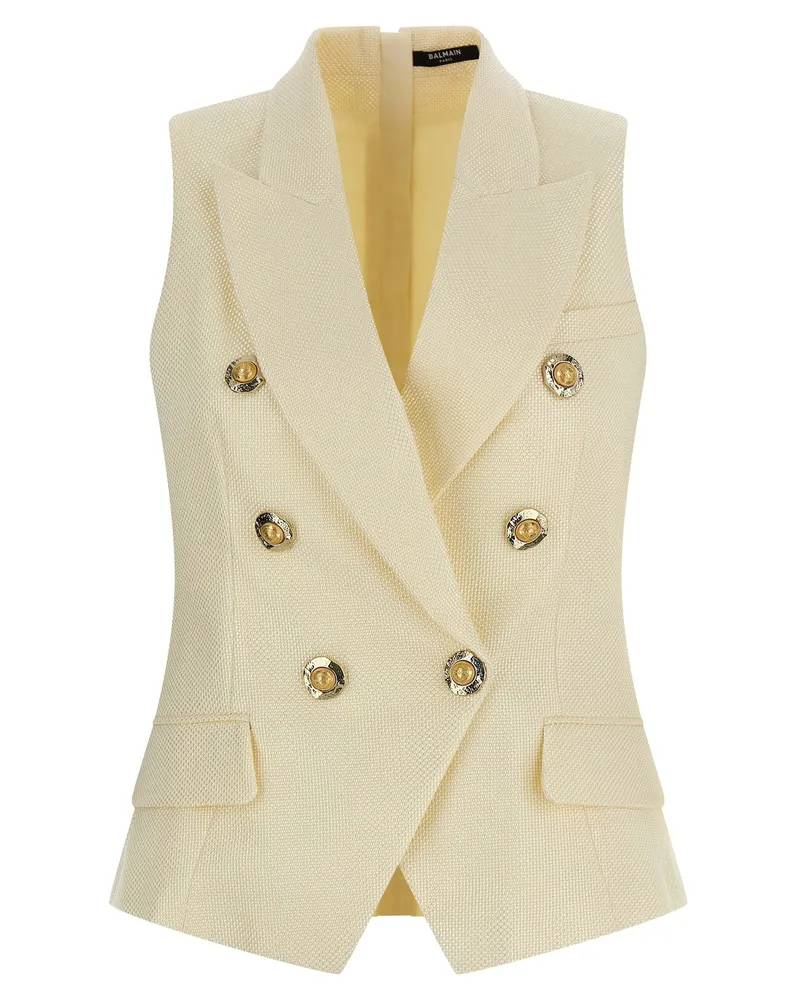 Balmain Gold- und Goldmünzenweste White