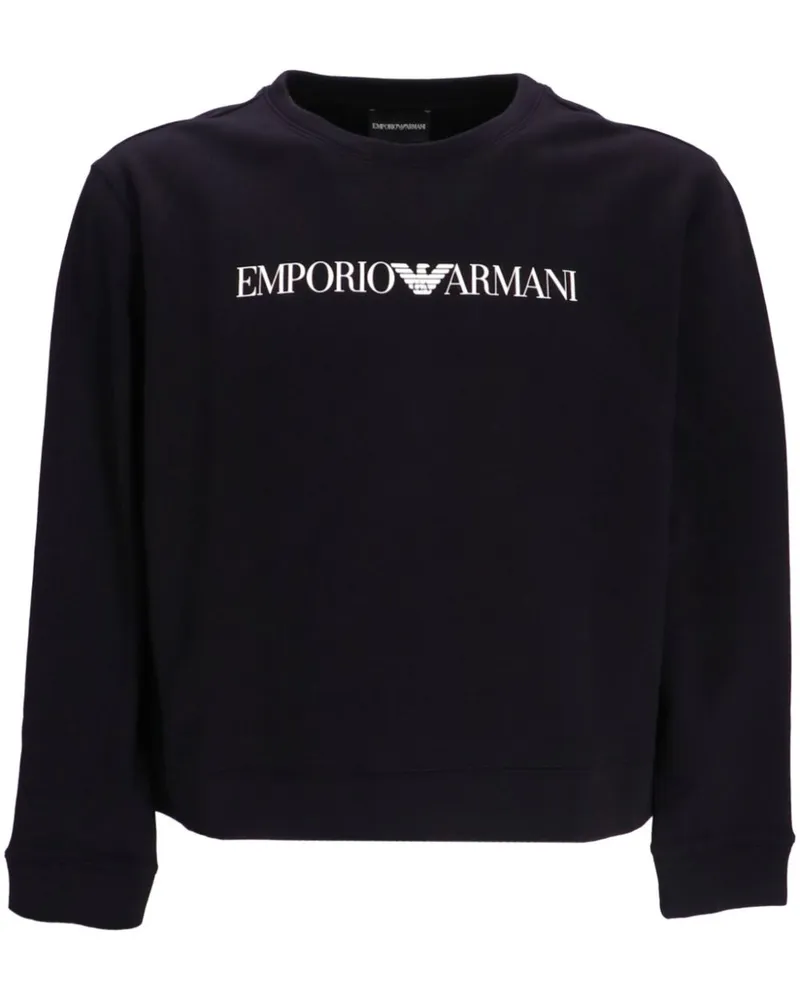 Emporio Armani Logo Cotton Sweatshirt Blue