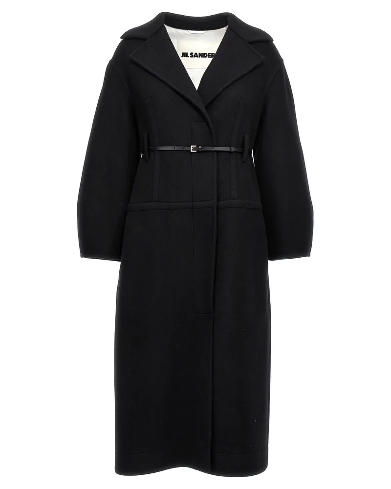 Jil Sander Long Wollmantel Black