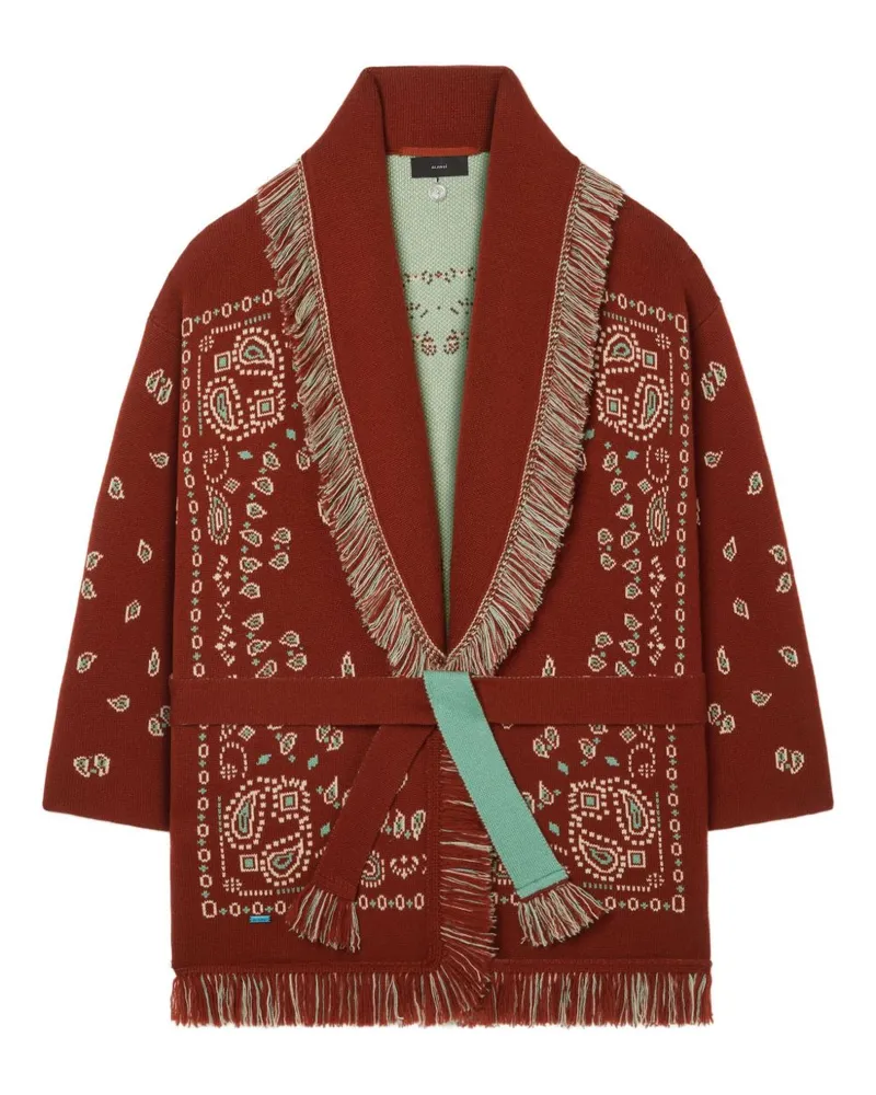 Alanui Bandana-Jacquard-Kaschmir-Cardigan Red