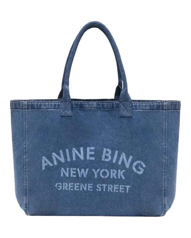 Anine Bing Leo Shopper Tasche  Baumwolle Blau Blau