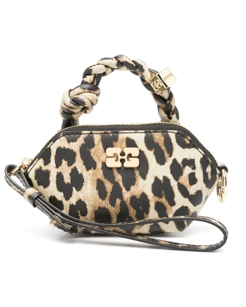 Ganni Recycling Leder Mini -Tasche Brown
