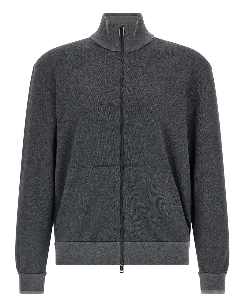 Brioni Piqué Cotton Sweatshirt Gray