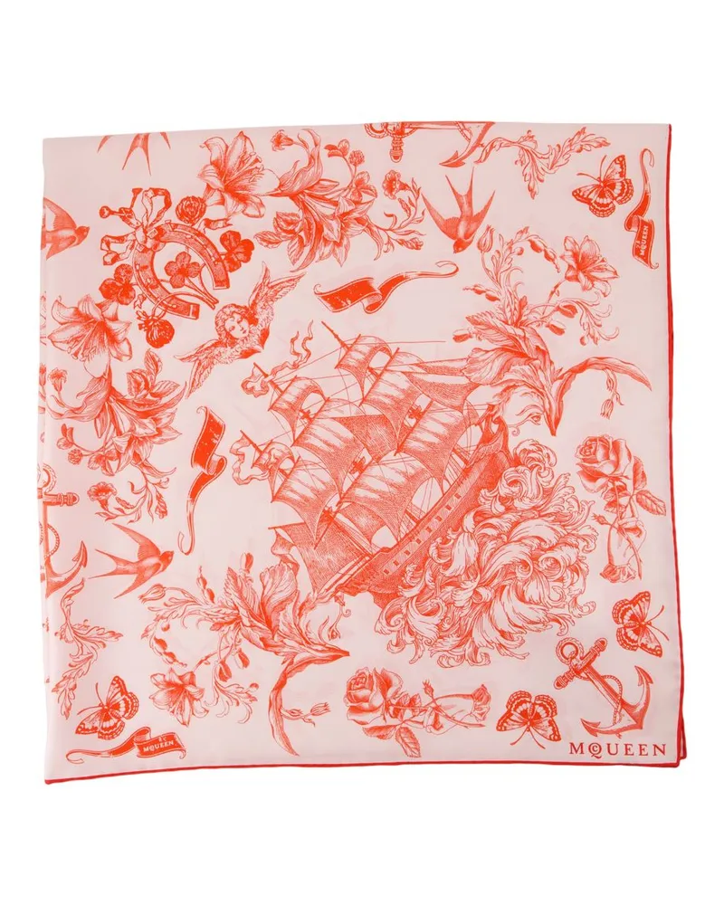Alexander McQueen Den Seemann Tattoo Schal  Seidenrosa machen Rosa