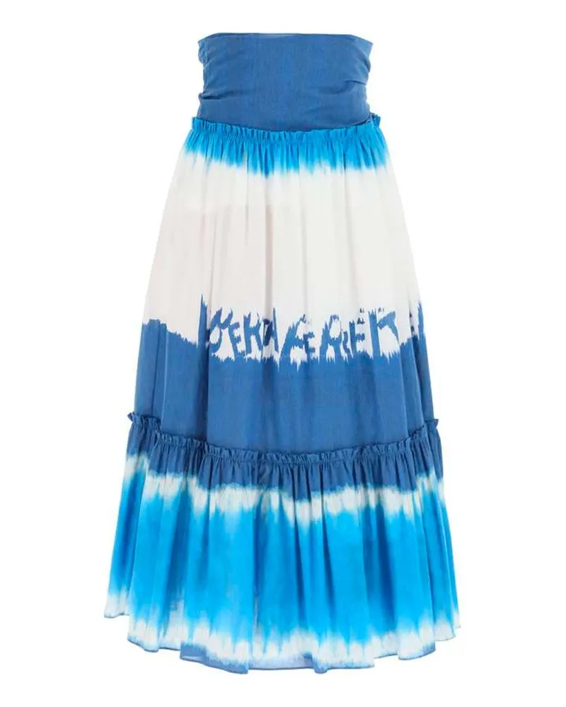 Alberta Ferretti Batik-Midirock Blau