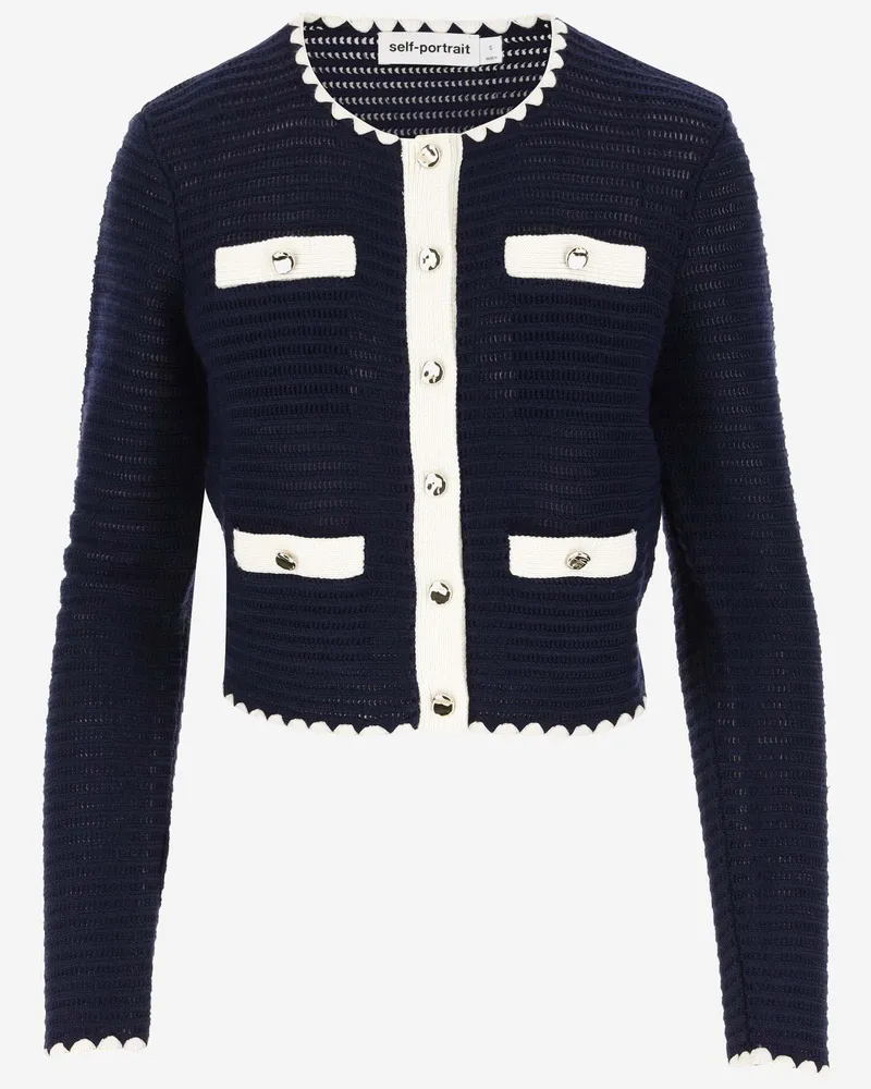 Self-Portrait Self -Porträt -Baumwollmischung Strickjacke Blue