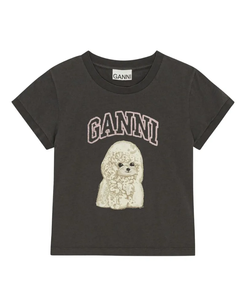 Ganni Pudel Bio -Baumwoll -T -Shirt Grey