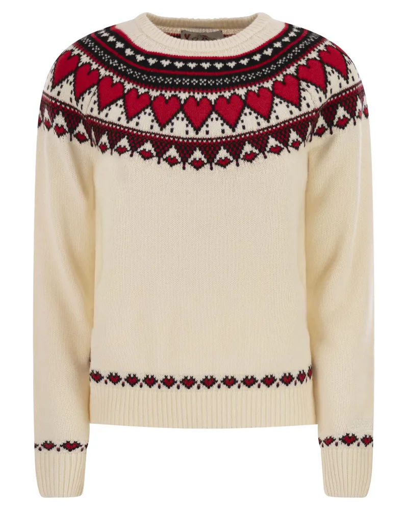 MC2 Saint Barth Nordic Style Heart Muster Jumper White