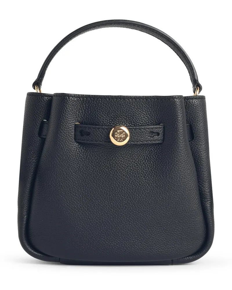 Tory Burch Mini-Beuteltasche „Romy“ aus schwarzem Lear Black