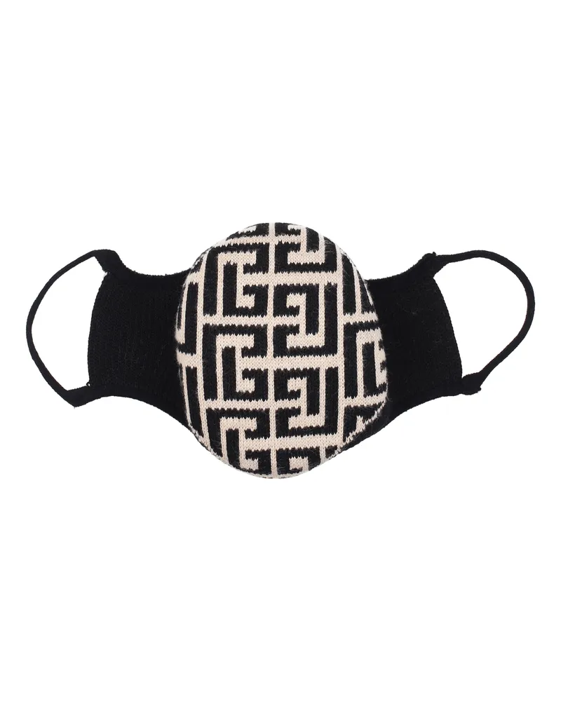 Balmain Herrens Baumwollbeige/schwarze Maske -