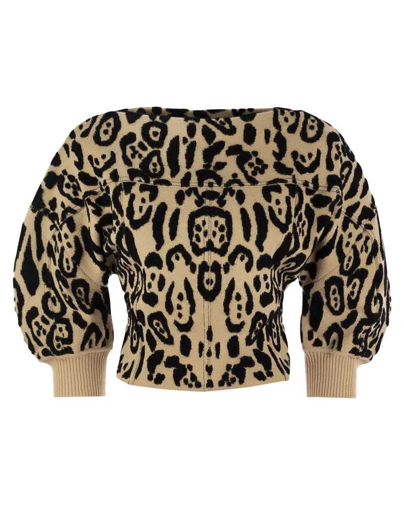 SPORTMAX Ice Animal Jacquard Pullover Beige