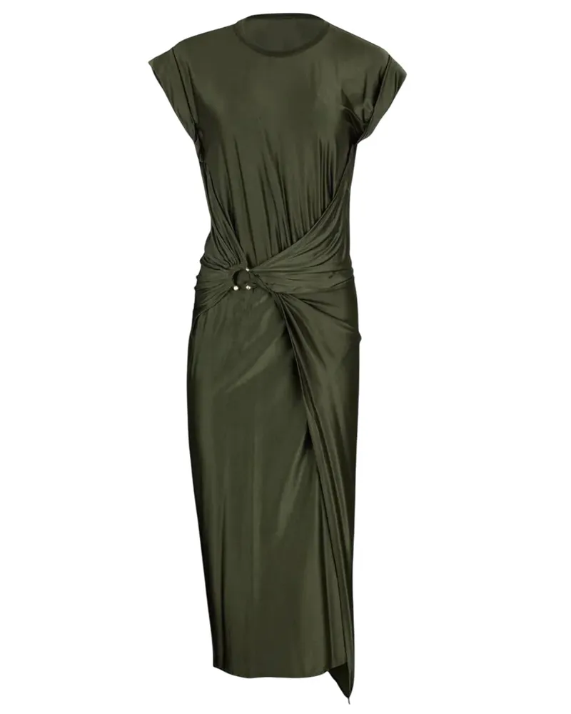 Paco Rabanne drapiertes Satin-Midikleid New