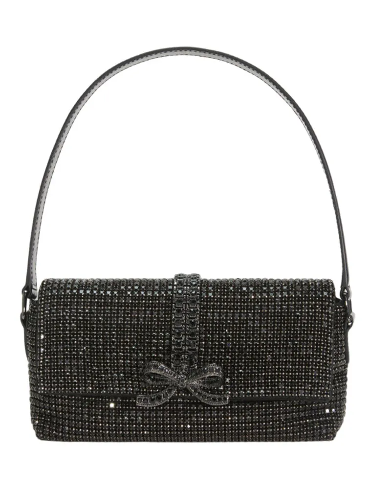 Self-Portrait Selbstporträt schwarzer Strassnetz Baguette -Tasche Black
