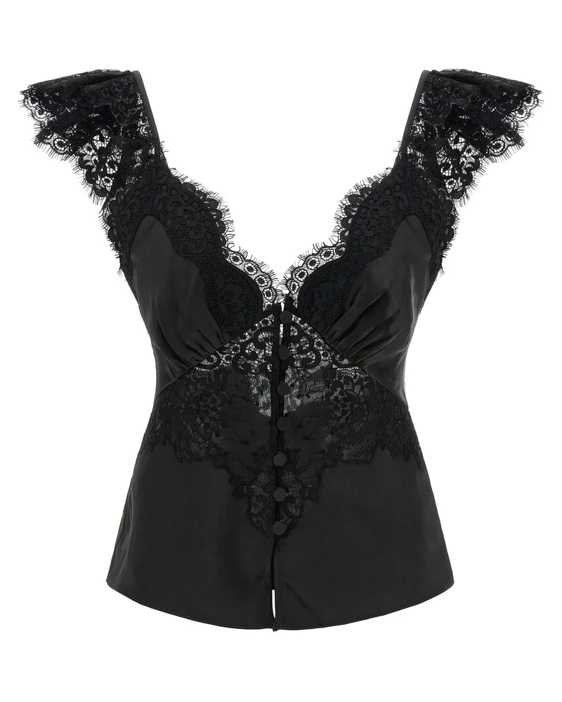 Self-Portrait Selbstporträt-Oberteil „Schwarze Satinspitze Black