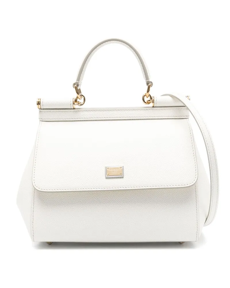 Dolce & Gabbana Sizilien mittelgroße Lederhandtasche White