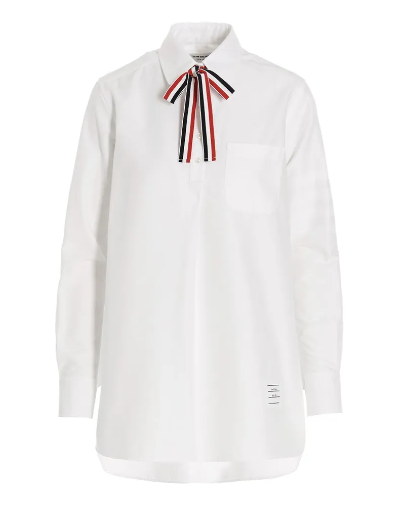 Thom Browne Logo Muschi Bowbluse White