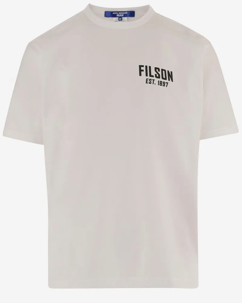 Junya Watanabe Baumwoll-T-Shirt mit Logo White