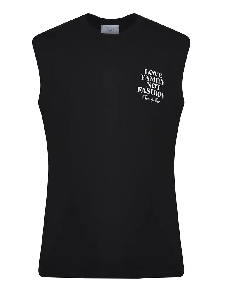 Family First Familie Erstes T -Shirt aus Baumwolle Black