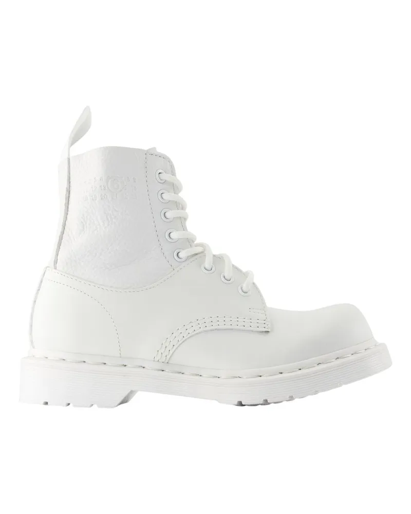 Maison Margiela 1460 8 Auge ohne Stahlzehen Knöchelstiefel  x Dr. Martens Leder weiß White