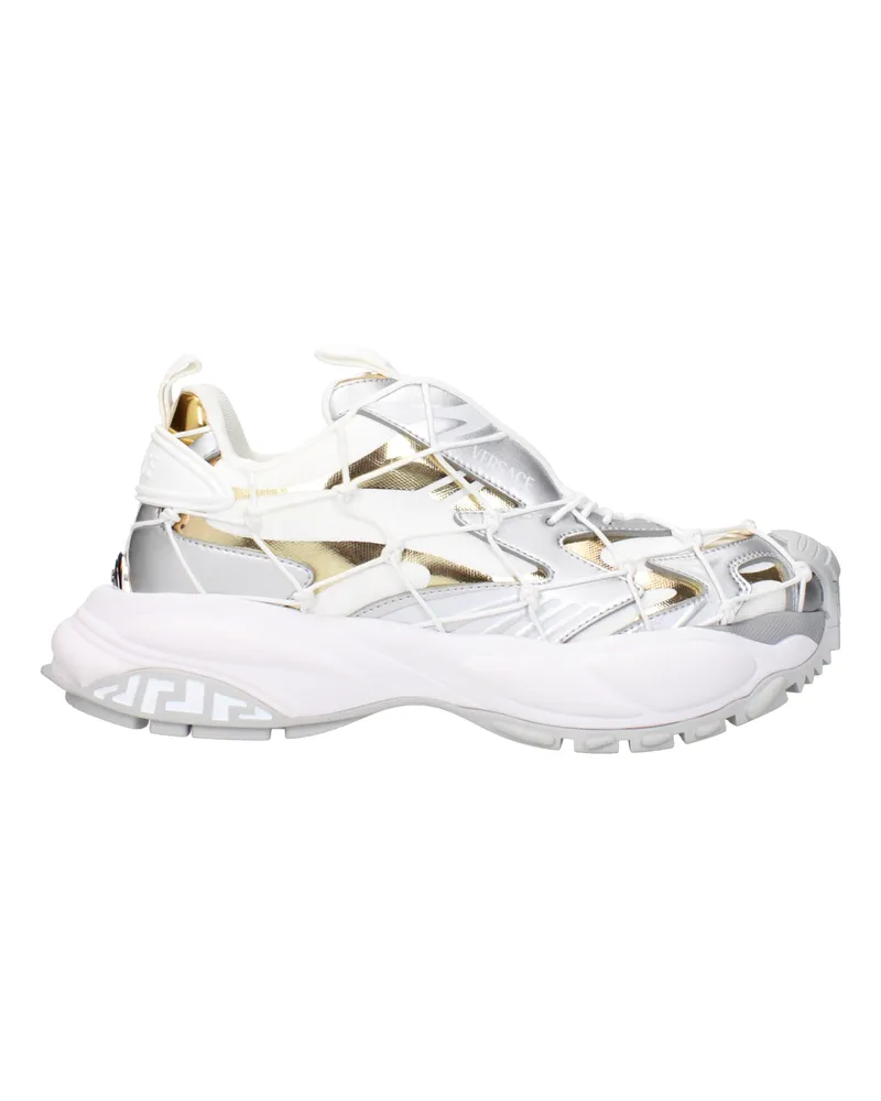 Versace Damens Sneakers aus weißem/silberfarbenem Stoff -