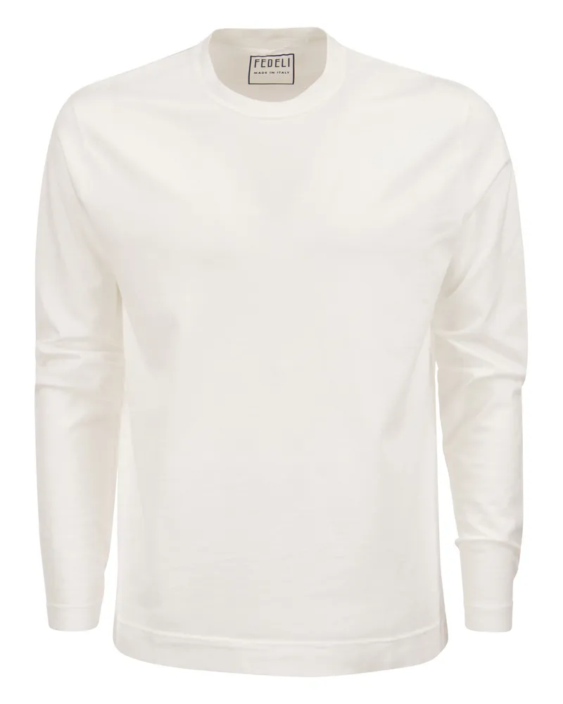 Fedeli Langarm mit Bio -Baumwoll -T -Shirt Weiss